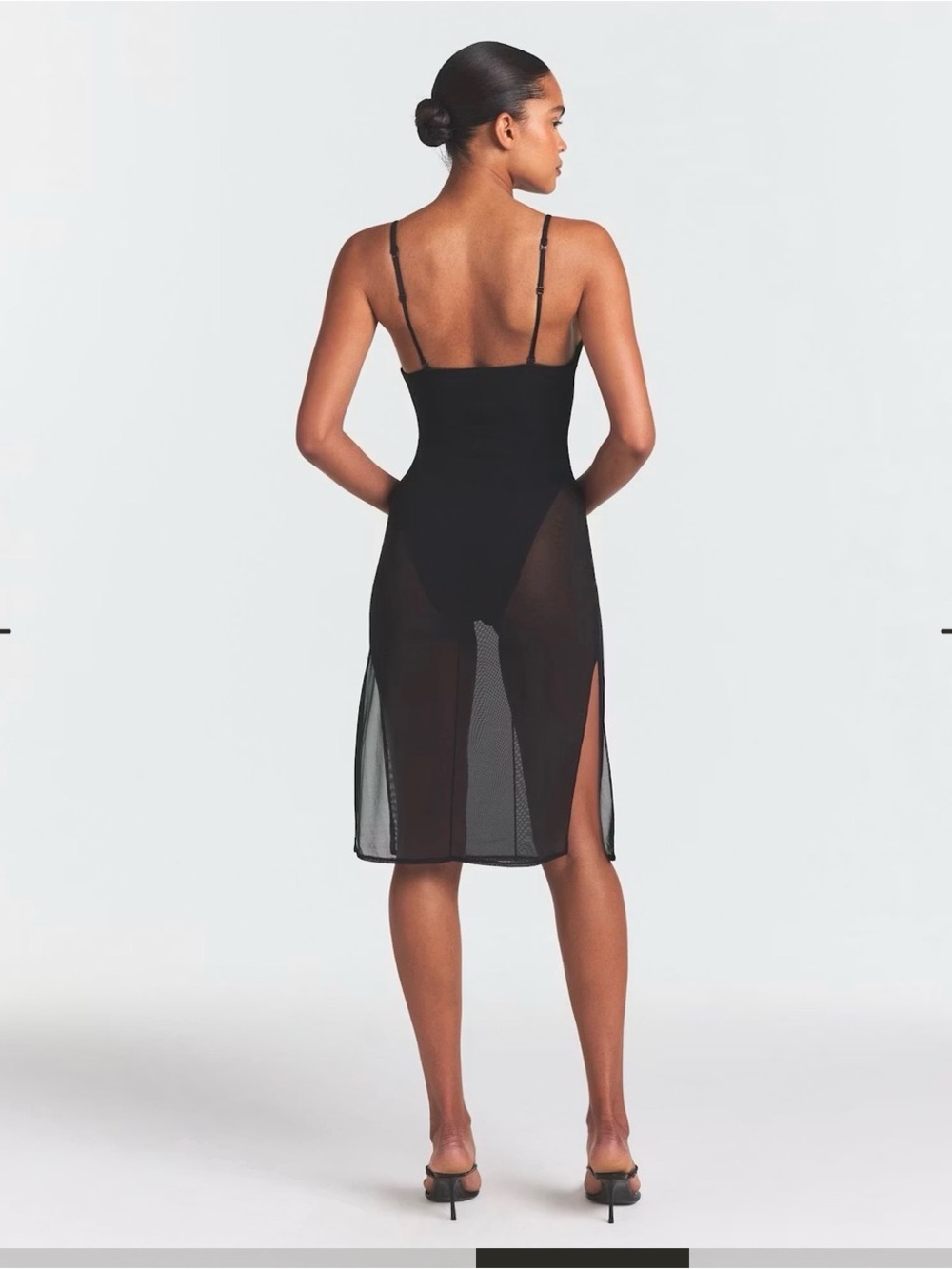 SKIMS Black Sheer Midi Slip Dress - Picture 2 of 3